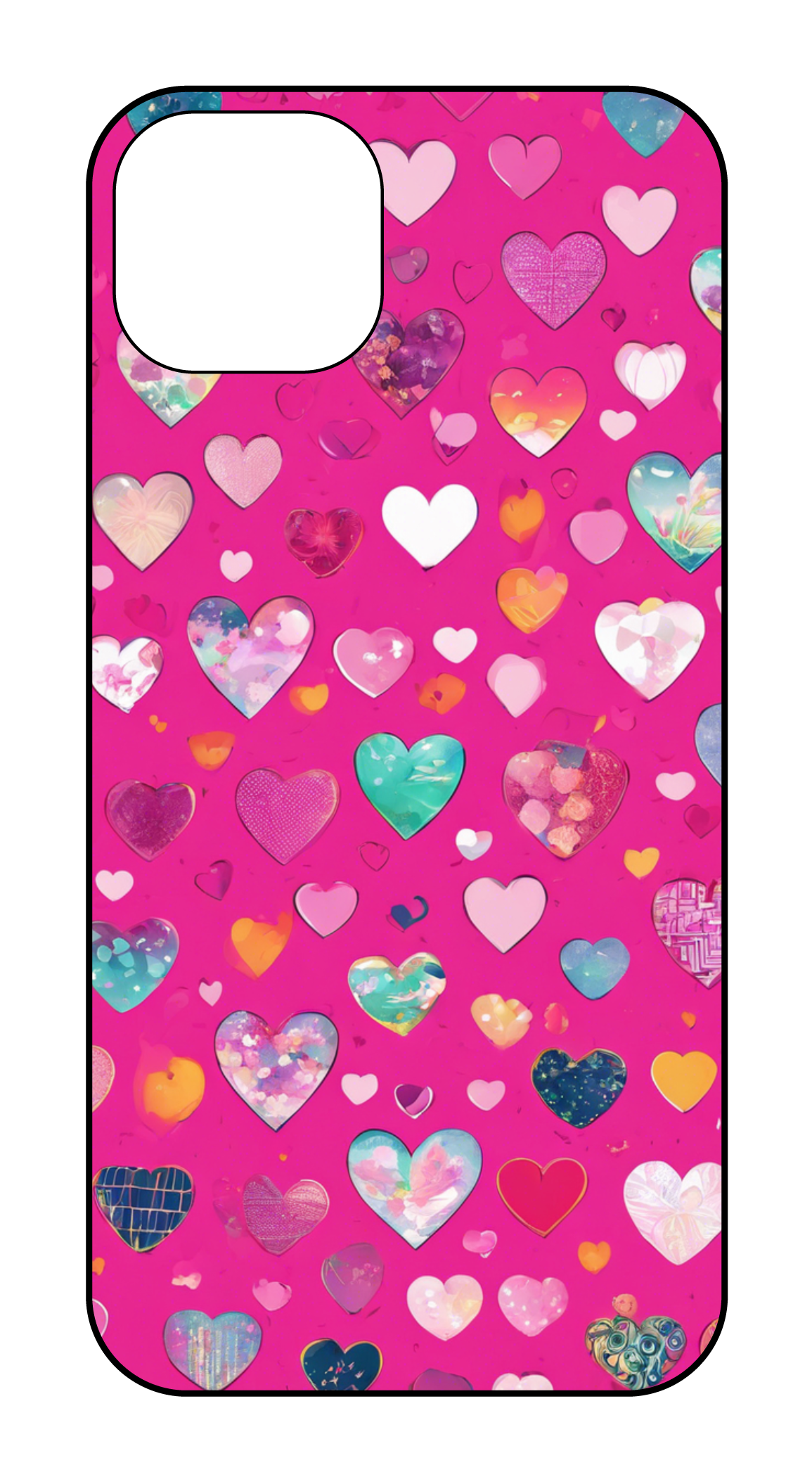 13/14カスタマイズケース ハート柄 ピンク かわいい